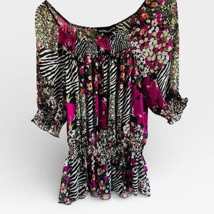 Ingredients Floral and Zebra Print Blouse